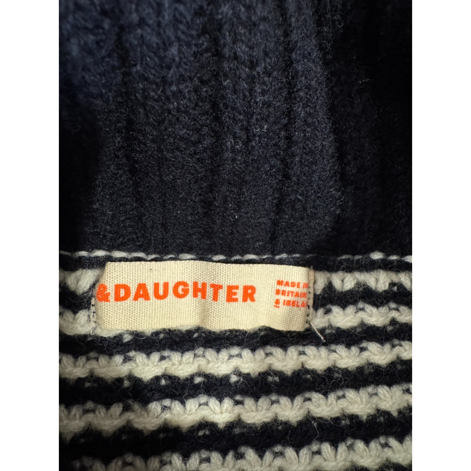 &Daughter Signature Birdseye Blue White Wool Chunky Knit Turtleneck Sweater — image 4 of 6